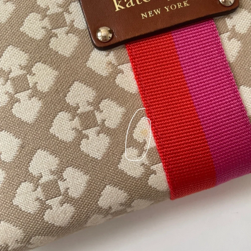 Kate Spade New York Neda Signature Stucco Canvas Zip Around Beige Wallet